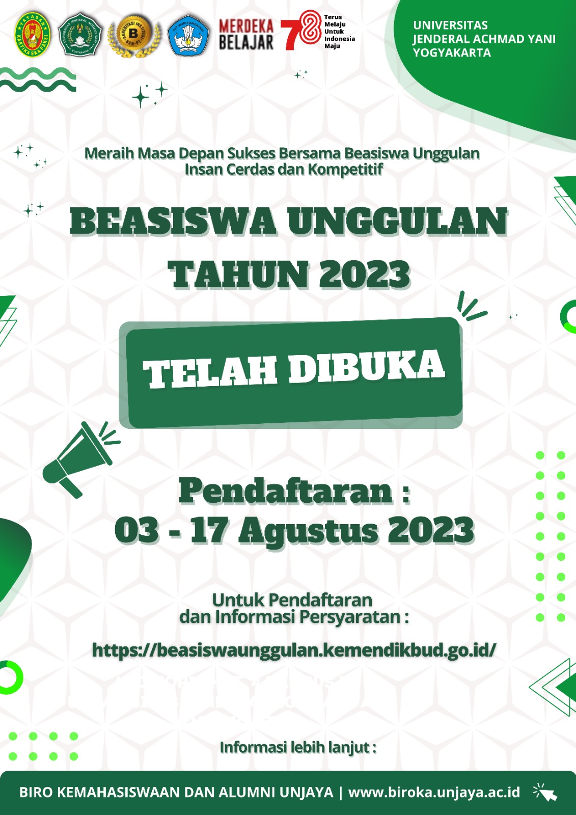 Thumbnail PENDAFTARAN BEASISWA UNGGULAN TAHUN 2023 DIBUKA